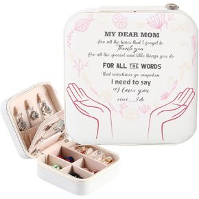 Small Portable Travel Jewelry Box Organizer Storage Leather Jewellery Earrings Necklaces Ring Display Case Girls Women Gift (Beauty Beast)