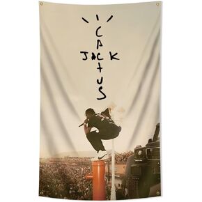 Travis Tapestry Cactus Jacks Album Cover Art Tapestry Iconic Rap Rapper Flag 3x5Ft for College Dorm Man Cave Home Bedroon Wall Decoration