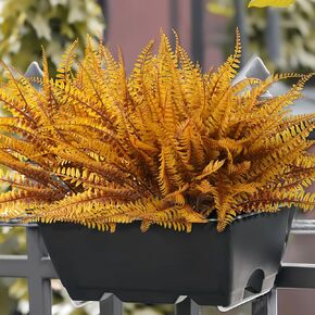 12 Bundles Artificial Outdoor Plants Greenery Fake Boston Fern Bushes, Artificial Shrubs UV Resistant No Fade Garden Porch Window Box Summer Decor(Green)