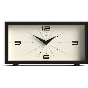 JONES CLOCKS® 'Odeon' Desk Clock - Modern Rectangular Design in Green, Stylish Retro Look for Shelf, Table, Mantel or Bedside