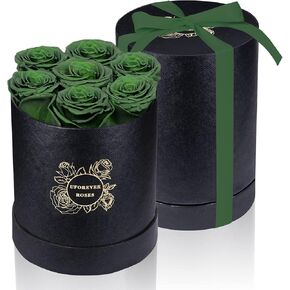 7-Piece Preserved Roses in a Box Mothers Day Rose Valentines Day Gifts for Her, Real Roses That Last a Year and More, Christmas Day, Birthday Day (Royal Blue)