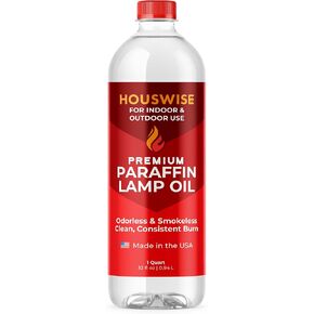 Premium Liquid Paraffin Lamp Oil for Indoor Use (1 Quart) - Smokeless Odorless Paraffin Oil Lamp Fuel, Lantern Oil, Candle Oil for Lamps, Indoor Lamp Oil, Liquid Paraffin Oil