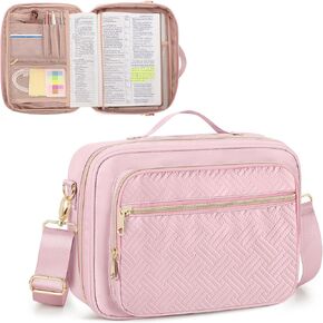 Bible Cover Case for Women, Large Bible Church Bag with Strap, Bible Carrying Case Book Protector with Handle, Pink(Empty Bag Only)