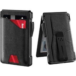 typecase Tactical Wallet for Men Card Holder: Pop Up Card Case, Genuine Leather, Smart, RFID Blocking, Slim, Minimalist, Thin, Front Pocket - 9-13 Card Capacitiy, ID Window, Money Clip (Brown)