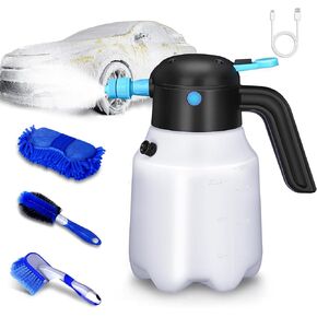 ZATOOTO Electric Foam Sprayer with USB Rechargeable, 1.8L Car Battery Foam Sprayer 2 Modes with 3 Spray Types Automatically Pressurize Perfect for Effortless Car Wash Kit