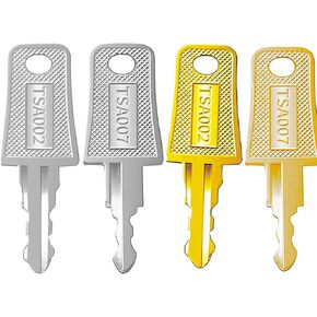 TSA 002 TSA 007 Key, TSA007 TSA002 Master Luggage Lock Keys Compatible with Luggage Suitcase Password Locks Copper, Pack of 4