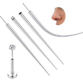 LOLIAS 14G/16G/18G/20G Piercing Taper Insertion Tool ASTM F136 Titanium Piercing Threader Tool for Threaded Push In Threadless Labret Tragus Helix Conch Piercing Jewelry Cartilage Earring Lip Nose Studs Piercing Changing Stretching Kit Assistant Tool
