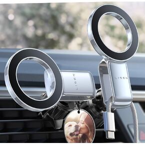 LISEN for MagSafe Car Mount [30 مغناطيس قوي] حامل مغناطيسي للهاتف في السيارة، حر اليدين لحامل الهاتف MagSafe Vent، حامل سيارة iPhone عالمي يناسب iPhone 15 Pro Plus Max 14 13 12 MagSafe