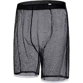 Men's Fishnet See Through Trunks Sexy Sparkly Glitter Boxer Shorts Underwear Sexy Beach Wear Bikini