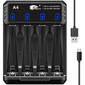IMREN Lithium AA AAA Battery Charger, 1.5V Lithium & 1.2V NiMH/NiCD Rechargerble AA AAA Batteries Charger,5V 2A USB Fast Charging Function