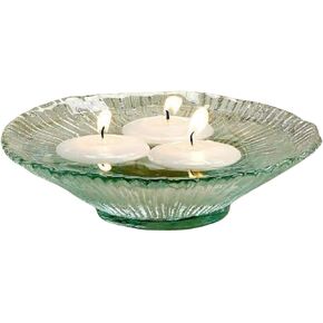 Biedermann & Sons Vintage Candleholders-Starburst Glass Bowl Floating Candle Holder, 11.75-Inch, Clear, 2 Count