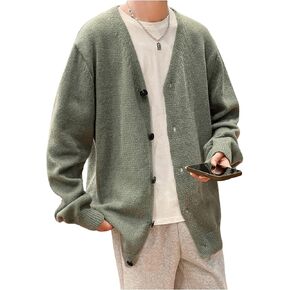GORGLITTER Men's Oversized Cardigan Casual Button Down Long Sleeve V Neck Sweater