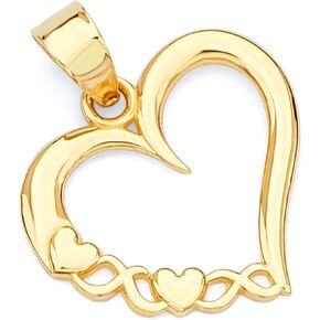 14k REAL Yellow Gold Heart Charm Pendant