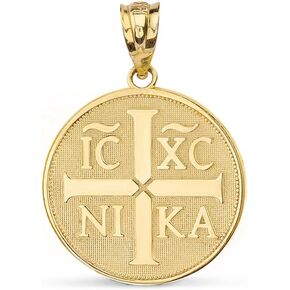 10k Gold Christogram Symbol IC XC NIKA Jesus Christ Conquers Medallion Pendant