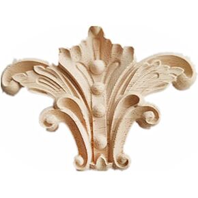 2PCS Wood Carving Decal Unpainted Wood Onlay Appliques Wood Carved Furniture DIY Appliques Onlays for Wall Bed Door Wardrobe Cabinet Furniture Decor(07,10.5x7.5cm/4.13x2.95")