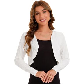 BENANCY Women's Long Sleeve Ribbed Cropped Cardigan Sweaters Open Front Bolero Short Shrugs