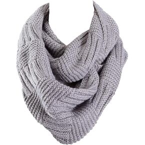 Marte&Joven Thick Warm Women Infinity Scarf White Fashion Knit Winter Circle Loop Scarves