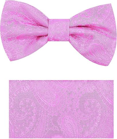 Boys Child Kids Bow Ties Paisley Design Adjustable Pre Tied Clip-On Bow Tie Handkerchief Set in Saudi Arabia
