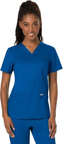 Cherokee Scrub Set For Women Modern Classic Fit 3 Pockets V-Neck Top WW620 with 5 Pockets Moderate Flare Leg Pant WW120, Royal - XL Top/XL Pant in Saudi Arabia