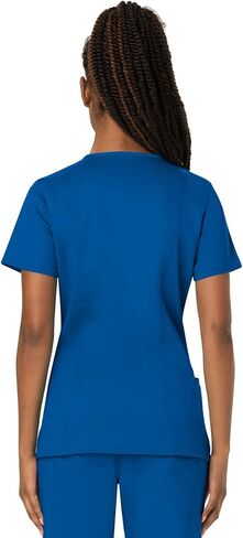 Cherokee Scrub Set For Women Modern Classic Fit 3 Pockets V-Neck Top WW620 with 5 Pockets Moderate Flare Leg Pant WW120, Royal - XL Top/XL Pant in Saudi Arabia