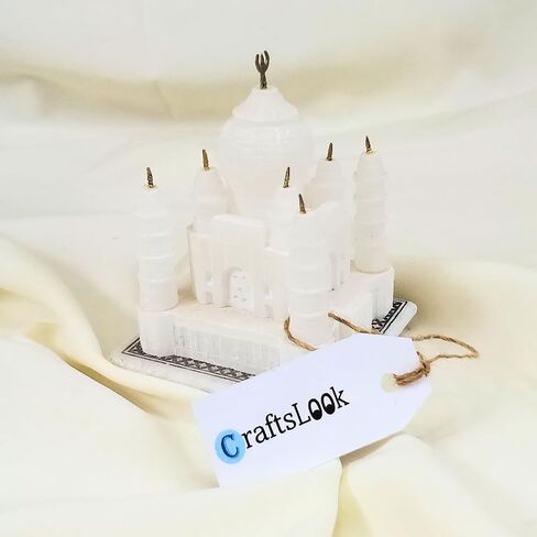 Monuments of Marble White Taj Mahal Replica Model India Agra Souvenir Collection for Decor Handmade Gift Home Decoration Small Handcrafted Miniature Architecture Love Symbol (White 3 x 3 Inch) in Saudi Arabia