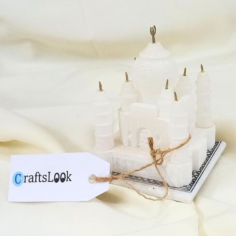Monuments of Marble White Taj Mahal Replica Model India Agra Souvenir Collection for Decor Handmade Gift Home Decoration Small Handcrafted Miniature Architecture Love Symbol (White 3 x 3 Inch) in Saudi Arabia