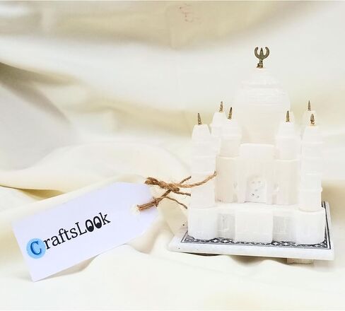 Monuments of Marble White Taj Mahal Replica Model India Agra Souvenir Collection for Decor Handmade Gift Home Decoration Small Handcrafted Miniature Architecture Love Symbol (White 3 x 3 Inch) in Saudi Arabia