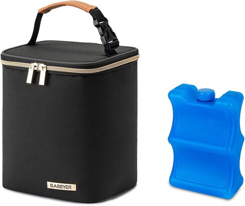 Breastmilk Cooler Bag with Ice Pack Fits 4 Baby Bottles Up to 9 Ounce, Baby Bottle Bag Great for Nursing Mom Daycare in Saudi Arabia