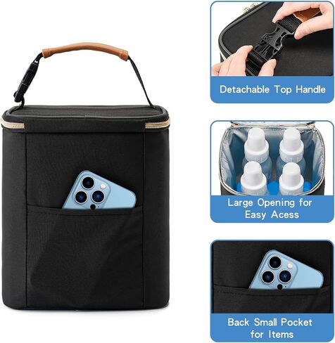 Breastmilk Cooler Bag with Ice Pack Fits 4 Baby Bottles Up to 9 Ounce, Baby Bottle Bag Great for Nursing Mom Daycare in Saudi Arabia