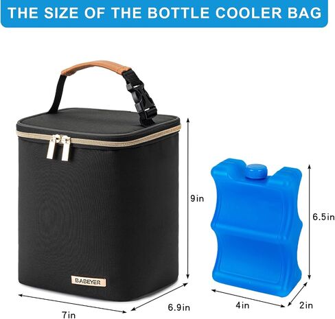 Breastmilk Cooler Bag with Ice Pack Fits 4 Baby Bottles Up to 9 Ounce, Baby Bottle Bag Great for Nursing Mom Daycare in Saudi Arabia