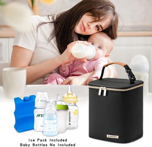Breastmilk Cooler Bag with Ice Pack Fits 4 Baby Bottles Up to 9 Ounce, Baby Bottle Bag Great for Nursing Mom Daycare in Saudi Arabia