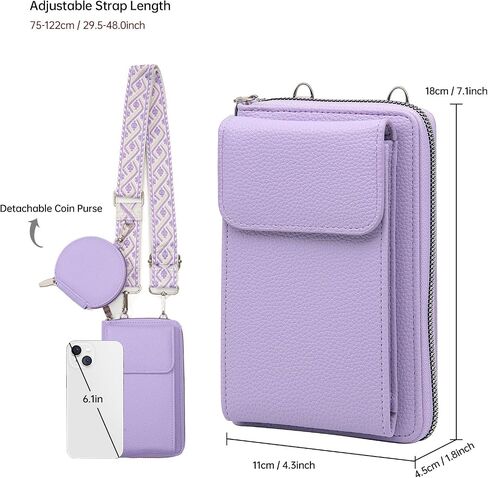 Long Keeper Crossbody Cellphone Wallet Women Small Vegan Leather Phone Purse with Coin Pouch Card Holder Handbag for Travel in Saudi Arabia