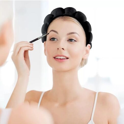 puffy Spa Headbands & Wristband Set,4pack Makeup Headband, Face Wash Headband, Skincare Headbands, Sponge Hair Band Bow Tie Spa Headband for Washing Face Wristband Set Hair Accessories for Women Gifts in Kuwait