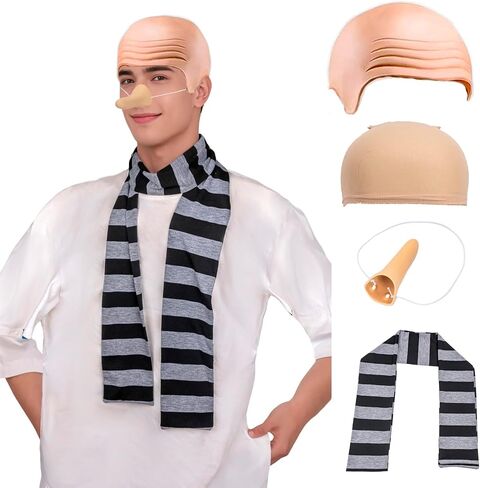 4Pcs Adults Costume Accessories Black and Grey Striped Men's Scarf Cosplay Accessories in Saudi Arabia