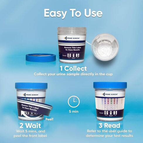 Prime Screen-12 Panel Multi Drug Urine Test Compact Cup (THC 50,AMP,BAR,BUP,BZO,COC,mAMP/MET,MDMA,MOP/OPI,MTD,OXY,PCP) C-Cup-[10 Pack]- CDOA-6125 in Saudi Arabia