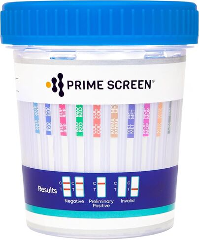 Prime Screen-12 Panel Multi Drug Urine Test Compact Cup (THC 50,AMP,BAR,BUP,BZO,COC,mAMP/MET,MDMA,MOP/OPI,MTD,OXY,PCP) C-Cup-[10 Pack]- CDOA-6125 in Saudi Arabia