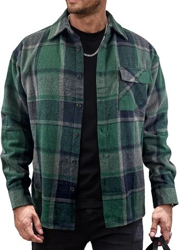 قمصان رجالي من الفلانيل، قمصان كاجوال بأكمام طويلة وأزرار سفلية، وسترات خفيفة الوزن مع جيوب in Kuwait