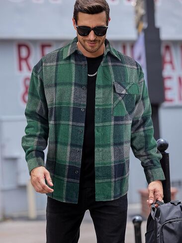 قمصان رجالي من الفلانيل، قمصان كاجوال بأكمام طويلة وأزرار سفلية، وسترات خفيفة الوزن مع جيوب in Kuwait