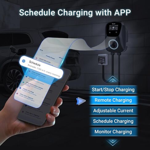Tera Electric Vehicle Charger Hardwired: for Tesla J1772 EVs ETL Level 2 48 40 Amp 240V Home Charging Station with Manual Setting Amps Schedule on Unit NEMA 14-50 25 FT Cable in Saudi Arabia