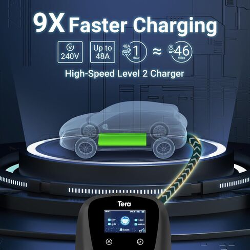 Tera Electric Vehicle Charger Hardwired: for Tesla J1772 EVs ETL Level 2 48 40 Amp 240V Home Charging Station with Manual Setting Amps Schedule on Unit NEMA 14-50 25 FT Cable in Saudi Arabia