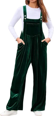 BerryGo Casual Velvet Sleeveless Loose Jumpsuits Dressy One Piece Wide Leg Overalls Long Pant Rompers For Women in Saudi Arabia