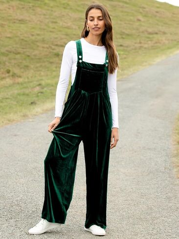 BerryGo Casual Velvet Sleeveless Loose Jumpsuits Dressy One Piece Wide Leg Overalls Long Pant Rompers For Women in Saudi Arabia