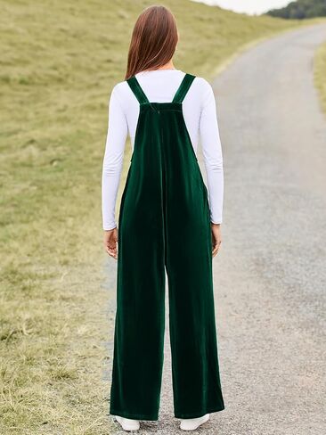 BerryGo Casual Velvet Sleeveless Loose Jumpsuits Dressy One Piece Wide Leg Overalls Long Pant Rompers For Women in Saudi Arabia
