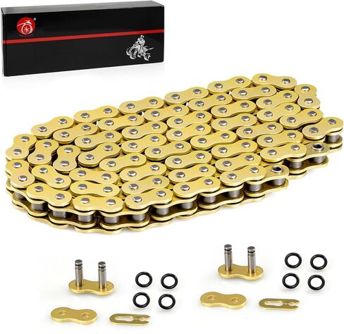 Heavy Duty O-Ring Drive Chain (Gold) for Yamaha Warrior 350 Raptor 350 700 700R YFZ450 YFZ450R XT250 XT550 YZ100 Outlaw 450 525 QuadRacer LT500R KLT200 KLT250 KE250 KZ200 in Saudi Arabia