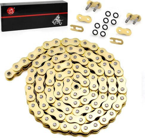 Heavy Duty O-Ring Drive Chain (Gold) for Yamaha Warrior 350 Raptor 350 700 700R YFZ450 YFZ450R XT250 XT550 YZ100 Outlaw 450 525 QuadRacer LT500R KLT200 KLT250 KE250 KZ200 in Saudi Arabia
