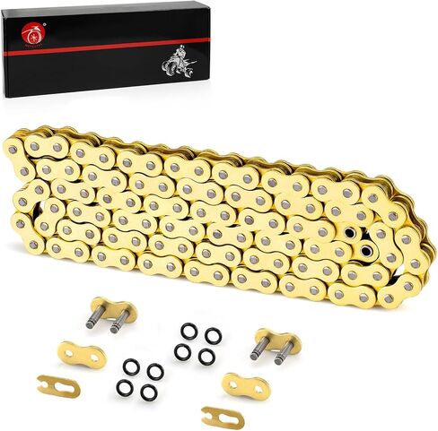 Heavy Duty O-Ring Drive Chain (Gold) for Yamaha Warrior 350 Raptor 350 700 700R YFZ450 YFZ450R XT250 XT550 YZ100 Outlaw 450 525 QuadRacer LT500R KLT200 KLT250 KE250 KZ200 in Saudi Arabia