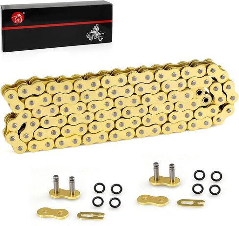 Heavy Duty O-Ring Drive Chain (Gold) for Yamaha Warrior 350 Raptor 350 700 700R YFZ450 YFZ450R XT250 XT550 YZ100 Outlaw 450 525 QuadRacer LT500R KLT200 KLT250 KE250 KZ200 in Saudi Arabia