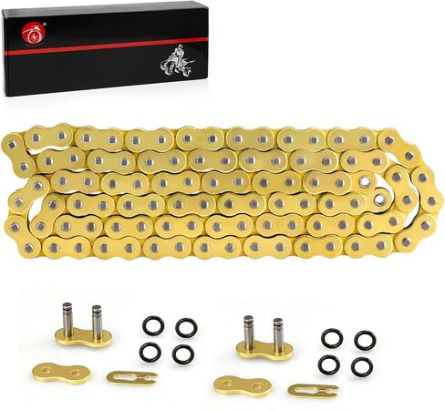 Heavy Duty O-Ring Drive Chain (Gold) for Yamaha Warrior 350 Raptor 350 700 700R YFZ450 YFZ450R XT250 XT550 YZ100 Outlaw 450 525 QuadRacer LT500R KLT200 KLT250 KE250 KZ200 in Saudi Arabia