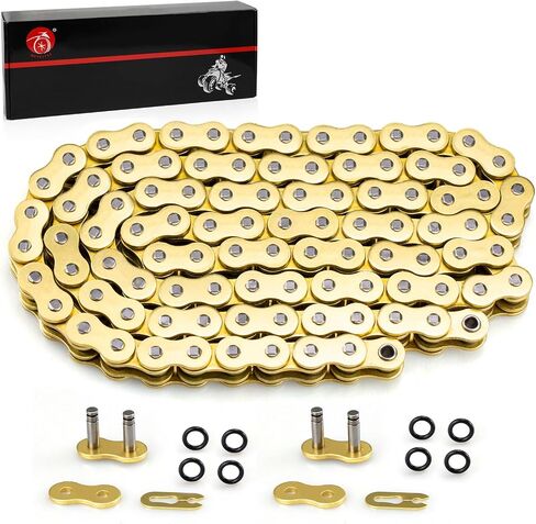Heavy Duty O-Ring Drive Chain (Gold) for Yamaha Warrior 350 Raptor 350 700 700R YFZ450 YFZ450R XT250 XT550 YZ100 Outlaw 450 525 QuadRacer LT500R KLT200 KLT250 KE250 KZ200 in Saudi Arabia