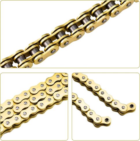 Heavy Duty O-Ring Drive Chain (Gold) for Yamaha Warrior 350 Raptor 350 700 700R YFZ450 YFZ450R XT250 XT550 YZ100 Outlaw 450 525 QuadRacer LT500R KLT200 KLT250 KE250 KZ200 in Saudi Arabia